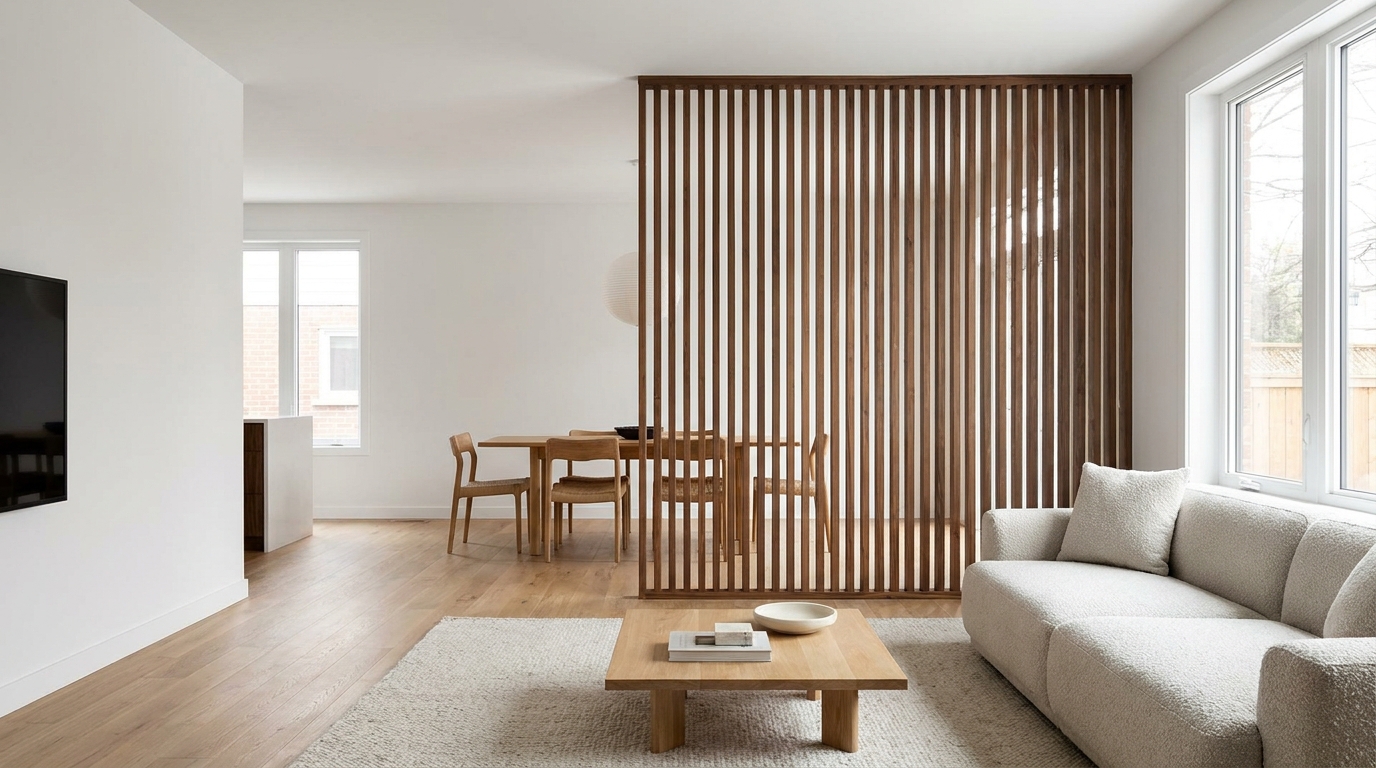 Open-Concept Living Rooms: How Wood Slat Dividers Create Zones Without Losing Light