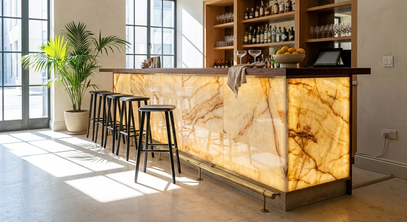 Backlit Stone Feature Walls: How Restaurants and Hotels Light Onyx the Right Way